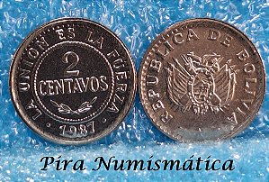 BOLÍVIA - 2 CENTAVOS - 1987
