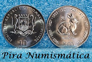 SOMÁLIA - 10 SCHILLING - HORÓSCOPO CHINÊS - ANOS DO COELHO - 2000