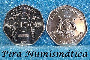 UGANDA - 1, 2, 5 E 10 SCHILLINGS - 1987