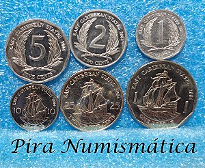 CARIBE CONJUNTO DE 6 MOEDAS - 1 CENT A 1 DOLLAR - 2004