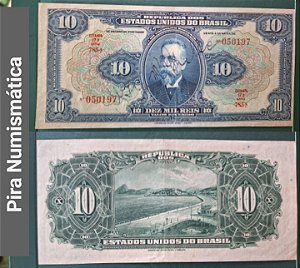 R-110d MBC/Sob Cédula BRASIL - 10 Mil Réis - 17ª estampa- número separado de estampa e série - 1942