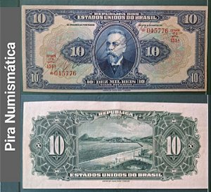 R-110c Cédula BRASIL - 10 Mil Réis - 17ª estampa - número, estampa e série juntos - 1936