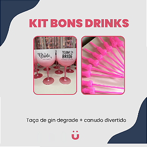 Kit bons drinks - Taça degrade + Canudo divertido rosa