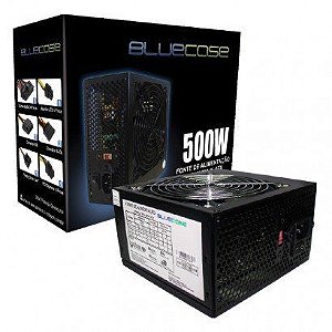 FONTE ATX 500W REAL BLU 500 ATX C/ CABO BLUECASE BOX