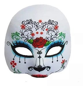 Máscara Caveira Mexicana Metade Rosto Halloween Fantasia