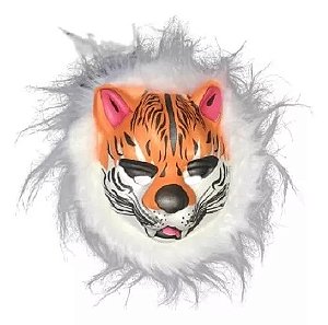 Máscara Animal Tigre Laranja Branco Eva Festa Fantasia