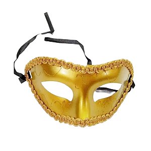 Máscara Veneziana Dourada Glitter Festas Fantasias