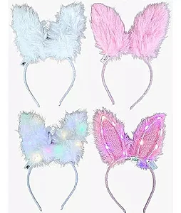 Tiara Coelho Pelúcia Luzes Led Variações Festa Fantasia