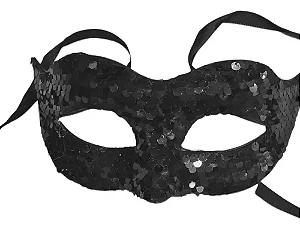 Máscara Veneziana Baile Paetê Preto Carnaval Fantasia Festas