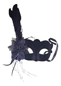 Máscara Veneziana Flor Penas Pérolas Fantasia Festas