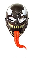 Máscara Preta Monstro Língua Vermelha Festa Fantasia