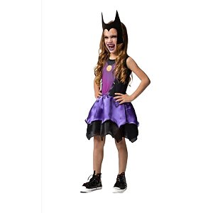 Fantasia Vestido Bruxinha Maligna Infantil para Festa Halloween Tamanho P