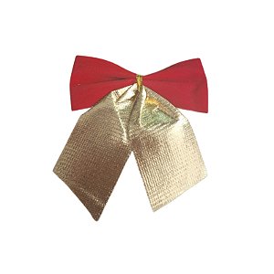 Enfeites 6 Laços Dourado Com Vermelho Arvore Natal Luxo