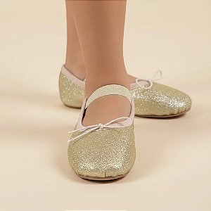 Acessório Ballet Sapatilha Infantil Adulto 20 A 46 Dourada Glitter