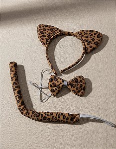 Kit Oncinha Festa Fantasia Carnaval Halloween