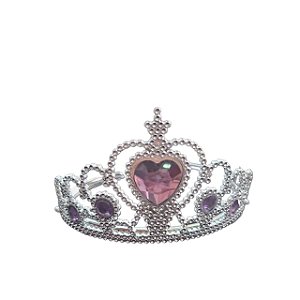Tiara Coroa Princesa Prateada Strass Roxo Festa Fantasia