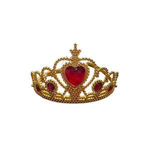 Tiara Coroa Princesa Dourado Strass Vermelho Festa Fantasia