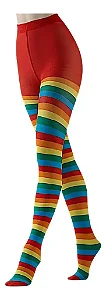 Meia Calça Adulto Listrada Colorida Fantasia Carnaval Multicolorido 105x10cm