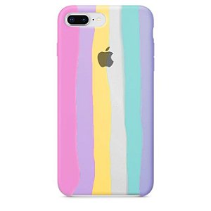 Capa Case Silicone para iPhone 7/8 Plus - Arco Íris Rose