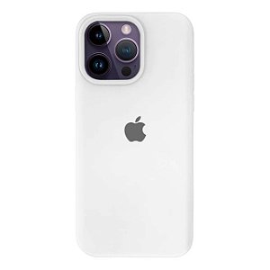 Capa Case Aveludada Silicone para iPhone 14 Pro - Branca