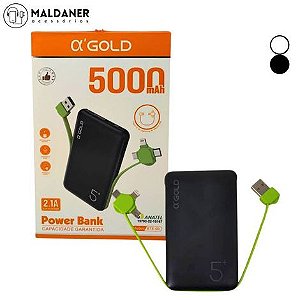 Power Bank 3 em 1 5000mAh  2.1A - AGOLD BTE-03