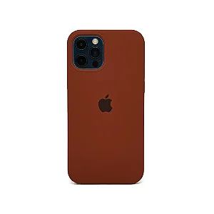 Capa de Silicone Aveludada para iPhone 12/12 Pro - Marrom