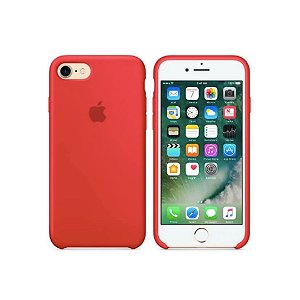 Capa Case Aveludada Silicone para iPhone 7 8 - Vermelha