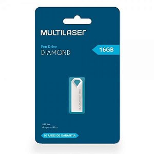 Pen Drive Diamond Multilaser 16GB USB 2.0 - Metálico
