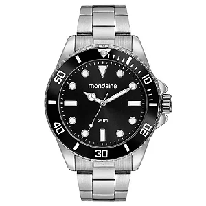 Relógio Mondaine Preto e Prata ref. 32549G0MVNE1