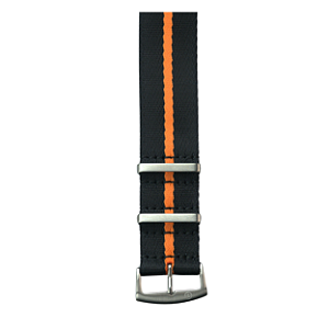 Pulseira Trimix Nato Seatbelt Preta + Laranja