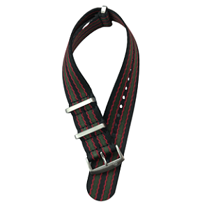 Pulseira Trimix Nato Seatbelt Preto + Vermelha + Verde