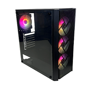 GABINETE ATX BRAZIL PC GAMER BPC-T02B PRETO COM 4 COOLER 1xUSB3.0 | 2xUSB | LATERAL DE VIDRO | FRENTE MASH