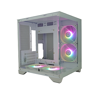 GABINETE MATX BRAZILPC GAMER BPC-240 BRANCO C/ 4 COOLER ARCO IRIS (2xUSB+1xUSB3.0+AUDIO) S/ FONTE BOX