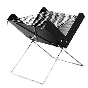 CHURRASQUEIRA PORTATIL A CARVAO DOBRAVEL CAMPING PRAIA SLIM COMPLETA
