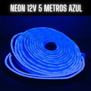 Mangueira Fita LED Neon Flex 12V Azul 5 Metros IP67