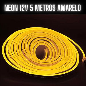 Mangueira Fita LED Neon Flex 12V Amarelo 5 Metros IP67
