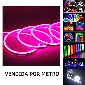 Mangueira Fita LED Neon Flex 12V Rosa Metro IP67