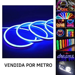Mangueira Fita LED Neon Flex 12V Azul Metro IP67