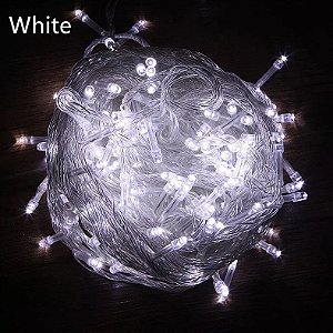 Pisca Pisca LED Natal 100 Lampadas Transparente 8 Efeitos 10 Metros Branco Frio 127V