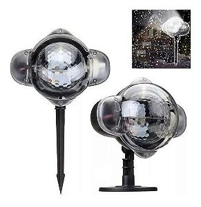 Luminaria Projetor LED Natal Efeito Neve Snowfall 3 Velocidades IP66 Bivolt