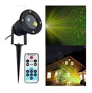 Luminaria Projetor LED Natal Efeito Laser Verde e Vermelho Controle Remoto IP66 Bivolt