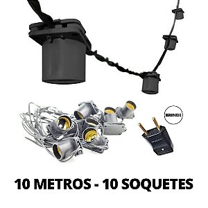 Cordão Varal de Luz Festão 10 Metros com 10 Soquetes Bivolt