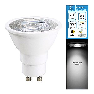 Lampada LED 4,8W Dicroica MR16 GU10 Branco Frio 6500K Bivolt