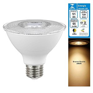 Lampada LED 11W PAR30 E27 Branco Quente 3000K Bivolt