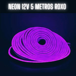 Mangueira Fita LED Neon Flex 12V Roxo 5 Metros IP67