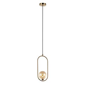 Lustre Pendente Bola Vidro Champagne Metal Dourado 1XG9 Bivolt PD1333DO