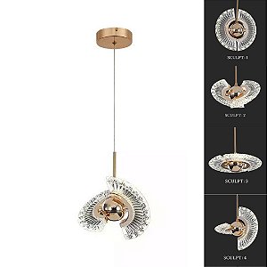 Lustre Pendente Ufo Dourado Cristal DouradoLED 7W 3000K Bivolt