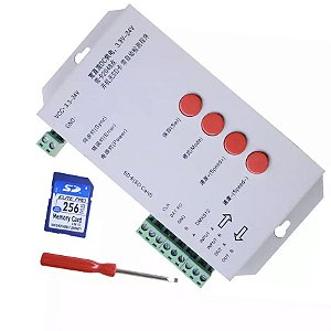 Controladora T1000S Fita LED Digital 6803 WS2811 WS2811 WS2815 + Cartão SD 256MB