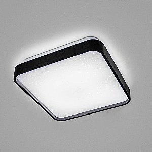 Lustre Plafon LED Metal Black 12W 28x28 Céu Estrelado Branco Frio 6500K Bivolt