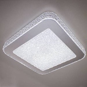 Lustre Plafon LED Gemini 24W 40x40 Céu Estrelado Acrílico Branco Frio 6500K Bivolt